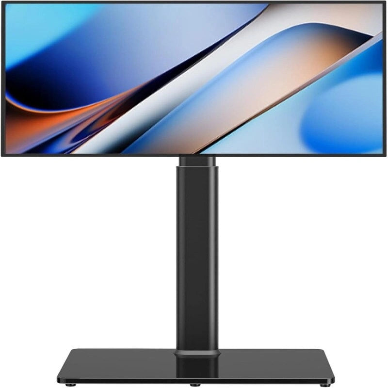 Soporte de TV de pie con base de cristal templado y soporte giratorio, blanco/negro – TV de 27 a 65 pulgadas