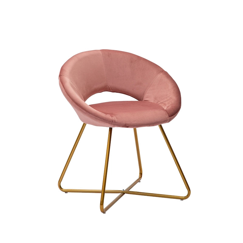 Sillón Acentual de Terciopelo Rosa / Gris / Verde / Gris Oscuro / Azul / Negro con Patas Doradas – 1 Persona